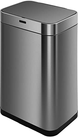 Poubelle de cuisine automatique design 60L UPPER en acier INOX avec cerclage