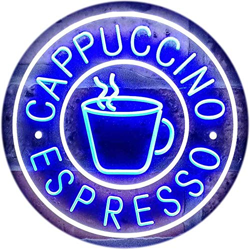 ADVPRO Cappuccino Espresso Coffee Dual Color LED Barlicht Neonlicht Lichtwerbung Neon Sign Weiß & Blau 300 x 210mm st6s32-i0329-wb