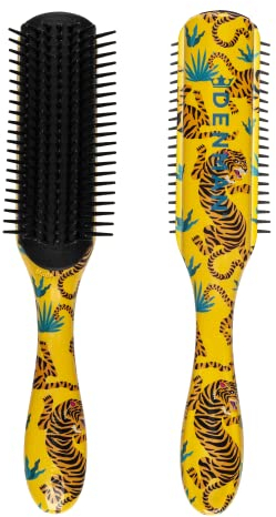 Denman Original Curl Definer & Styler 7 Row Hairbrush for Detangling, Separating, and Defining Curls, Curly Hairbrush - D3 Tiger