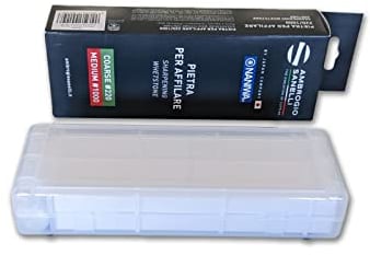 Sanelli Ambrogio, Naniwa Basic Stone 2-in-1 Kombi-Messerschärfer, grobe Körnung #220 und mittlere Körnung #1000, ideal für abgebrochene Klingen und normale Messer, Made in Vietnam