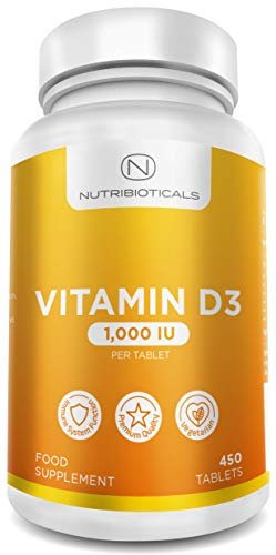 Vitamin D3 1000IU - 450 Premium Easy Swallow Micro Tablets 15 Month Supply - One a Day High Strength Cholecalciferol - Vegetarian Supplement