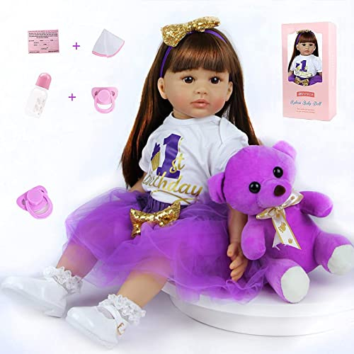 ZIYIUI Reborn 24 Pollici 60cm Bambole Reborn Femmine Silicone Morbido Realistico Reborn Bambola Originali Giocattoli per Ragazzi e Ragazze Regali di Natale Reborn (24 Pollici)