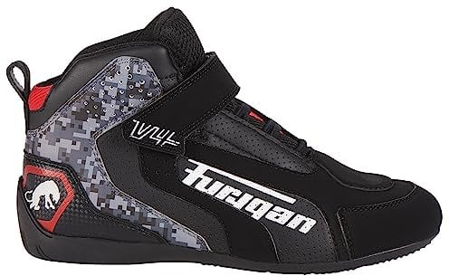 Furygan V4 Easy D3O Vented Herren Motorradschuhe, Atmungsaktiv, verstärkter Malleolus-Schutz, maximale Sicherheit-Komfort und Luftzirkulation, Schwarz-Pixel, 45 EU