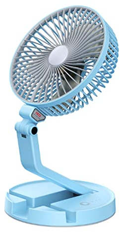 HaiMa Rotación de 360° Mini portátil con ventilador LED portátil plegable Ventilador retráctil Cool Wind para Office Home Travel - Azul