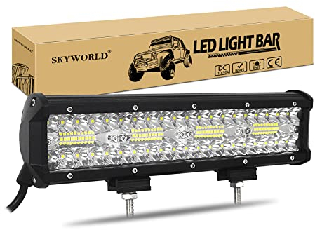 SKYWORLD LED Arbeitsscheinwerfer Bar 12 Zoll 240W LED Scheinwerfer 12V 24V Flutlicht Reflektor Combo Arbeitslicht Zusatzscheinwerfer für Auto Offroad Traktor Bagger PKW LKW KFZ SUV UTV ATV