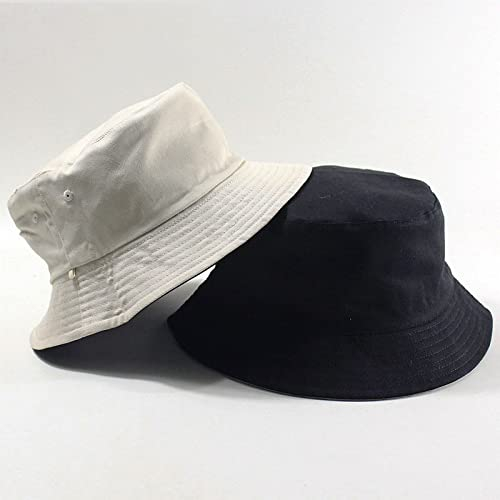 oonui Fischerhut Große Größe Fischerhüte Big Head Mann Sommer Sonnenhut Zwei Seiten Tragen Panama Caps Plus Größen Bucket Hats 57-59Cm 60-62Cm 63-64Cm,Schwarz Beige,63-64Cm