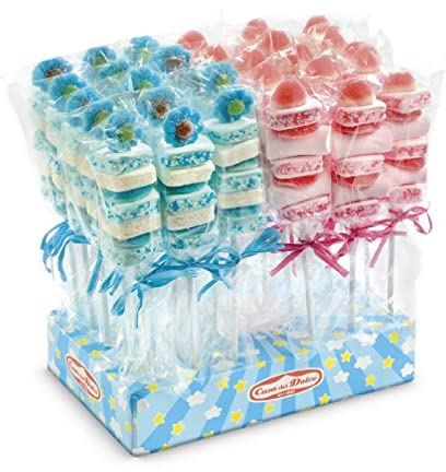 Caramelle Marshmallow Casa Del Dolce Spiedino Rosa e Blu 30 Pezzi da 40 g