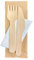 Virsus Set Posate in Legno di Betulla biodegradabili e compostabili BIS forchetta Coltello tovagliolo 3 veli, imbustate in carta Avana, stoviglie bio Eco Friendly Varie Quantità (500)
