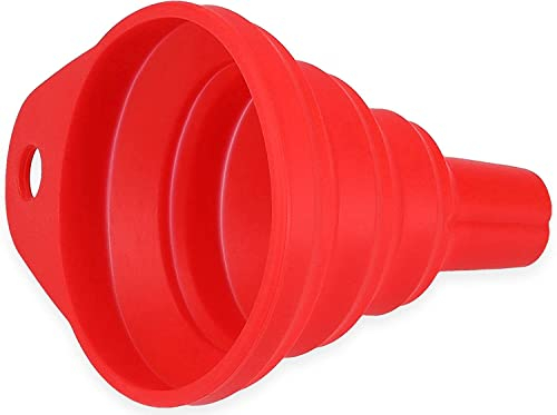 Embudo de silicona para cocina, 4 tamaños, plegable, juego de embudo pequeño para transferencia de líquidos, 11 cm, rojo