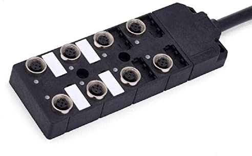 We Top M12 Anschlusskasten 8-Ports PCB Split Plug Sensor Verteiler Wasserdichter 5-Pin weiblicher I/O-Anschlusskasten mit PUR PVC geformtem Kabel