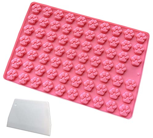 2 Pcs Set Paw Silicone Molds,Puppy Dog Paw Silicone Mould,69 Cavity Chocolate Paw Mould Mini Paw Mold for Chocolate,Candy, Jelly, Dog Treats, Ice Cube, Cupcake Baking Mould