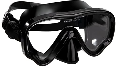 Masque de Plongée Adulte Lunettes de Plongée Antibuée Professionnel Noir avec Verre Trempé Vision Grand Cache Nez pour sous-Marine Garçons Filles Femme Homme Réglables Bande de Silicone