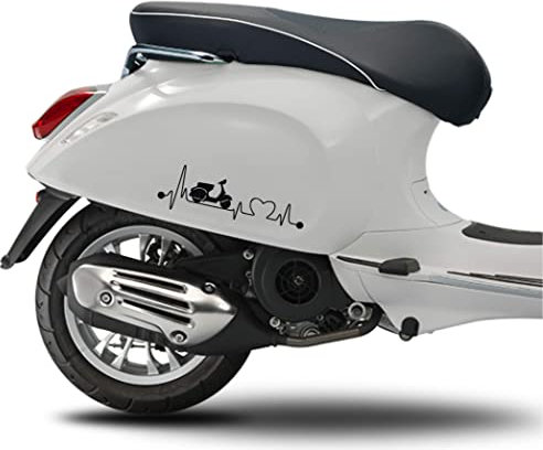 Kit 2 adesivi compatibili con PIAGGIO VESPA PRIMAVERA SPRINT GTS PX passione grafica completa colore a scelta Cod.1840 (070 NERO)