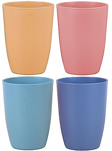 LuckyZone Wheat Straw Reusable Cup (12 oz) - Unbreakable Drinking Glasses Sets - Dishwasher Safe Tumbler - Lightweight, BPA Free and Eco friendly (4 Color)
