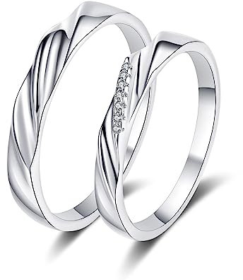 Silber Ring 925 Damen, Trauringe Vintage Silber Wellen Geschenkring Zum Geburtstag Größe 49 (15.6)