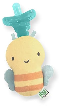 Ingenuity: ity by Ingenuity, Tétine, sans BPA, en silicone certifié, Abeille en peluche, jouet unisexe, pour nouveau-nés et plus grands -Bomby