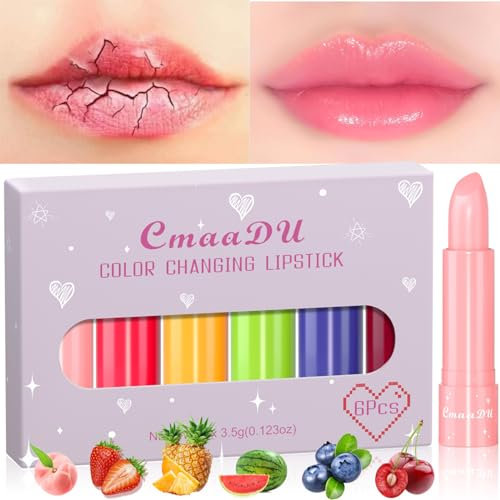 SOMGKINE Lippenstift Set, Schimmernder Lippenbalsam, Feuchtigkeitsspendend, Pflegend, Glänzend, Frucht, 6er Set, 20 Gramm