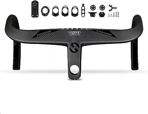 360/380/400/420/440mm Manubrio Bicicletta Da Corsa 28.6MM Manubrio Carbonio Bici Da Corsa Integrato Passaggio Interno Lunghezza Attacco Manubrio 70/80/90/100/110/120mm ( Color : Black , Size : 420mm*8