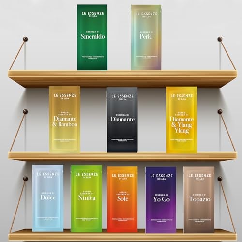Essenze di Elda | Exklusives Wäscheparfüm Probeset - 10 zufällige Düfte | 10x10ml Sachets | Frischer Luxus für Ihre Wäsche: Kleidung, Gardinen, Vorhänge, Polster, Tierdecken - Italienische Düfte