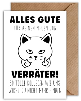 WBdesignz Lustige Abschiedskarte Kollege Alles Gute Verräter Karte zum Abschied Job Jobwechsel Spruch Abschiedsgeschenk (DIN A6)
