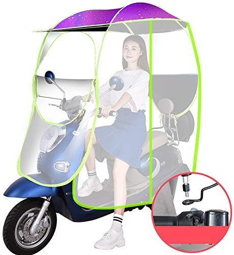 Motorrad-Regenschutz, zusammenklappbarer universeller elektrischer Fahrrad-Sonnenschutz-Regenschutz, wasserdichte Batterie-Auto-Baldachin-Markise, Lila, A