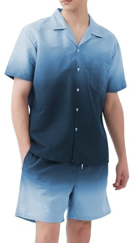 Maßgeschneiderte Anzüge für Herren, Strandhemd, kurzärmelig, Shorts, Herren-Strandanzug, Blumenhemd, Sommeranzug, lässig, Sport, Herrenbekleidung, Flickenanzüge, blau, XXL