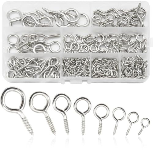 Hocansen 280 Pezzi Bulloni a Occhiello Set di combinazioni Occhio Bulloni Ganci Avvitabili con Filettatura Le viti ad occhiello Viti a Occhiello Ganci a Vite per Legno e Artigianato