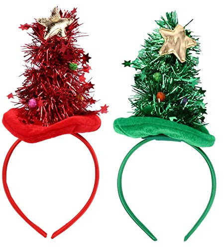 Baluue 2st Weihnachtsstirnband Weihnachtsmütze Haarband Krippendekor Weihnachtsbaum-stirnband Baum-stirnband-kostüm Weihnachtskopfbedeckung Haarschmuck Für Weihnachten Helle Tuchseide