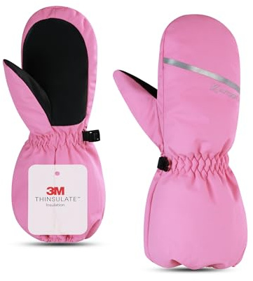 KUTOOK Skidhandskar Barn Snö Ski Snö Vattentät Vindtät Reflekterande Snowboard Skidåkning Flicka Vinter 3 m Lätt Utomhus Varm Rosa 6-8 år M