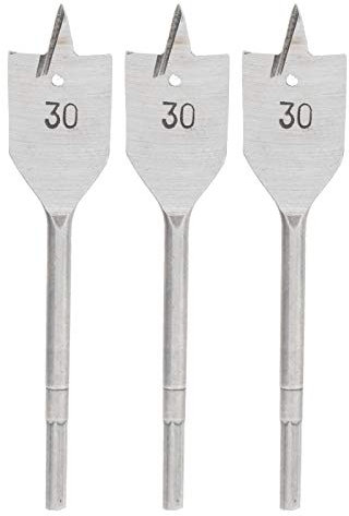 Baxnore 3 Pcs 30mm Spade Drill Bit, High Carbon Steel Spade Boring Woodworking Drilling Tool, High Hardness Spade Boring Drill Bit for Hole Cutter Woodworking