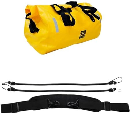 Bagagerie Moto Sac De Moto Étanche pour Coffre De Vélo VTT, Porte-Bagages De Voyage Arrière Portable 40L/66L/80L/90L Sac Coffre Moto(90L Yellow)