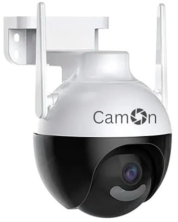 CamOn 2K Überwachungskamera Außen, WLAN, 360° Ansicht, 4MP Auflösung, 2-Wege-Audio, Nachverfolgung, Nachtsicht, Sirenenalarm, Alexa-Integration, wetterfest