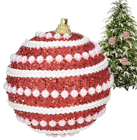 Kioriur Weihnachtskugel-Ornamente – große unzerbrechliche Weihnachtskugel-Dekoration | Weihnachtsbaumschmuck mit Pailletten, 8 cm, handgefertigte Kugel für