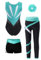 Miutii 4tlg.Mädchen Turnanzug Glitzer Gymnastikanzug mit Shorts Hose und Haargummi Ärmellos Ballettanzug Gymnastik Leotard Eislaufen Tanzkostüm A Blau Grün 134-140