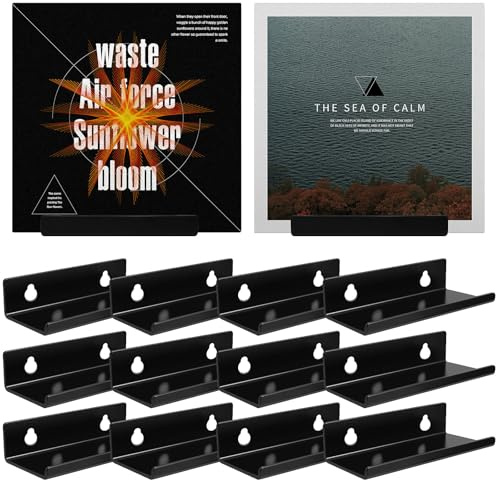 BBzealotry 12 Pack Vinyl Shelves,4 inches Vinyl Record Holder Acrylic Vinyl Wall Mount,It won't Change Color CD Display,Storage of Vinyl Records for Display, Storage, and Decoration