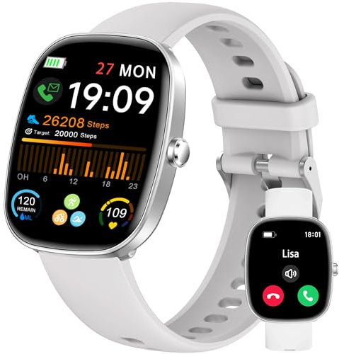 Smartwatch Uomo Donna (Rispondi/Effettua Chiamate), 1.83 Orologio Smartwatch con Contapassi/Sonno/SpO2/Cardiofrequenzimetro, 100+ Modalità Sportive, IP68 Impermeabile Fitness Tracker per iOS Android