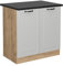 Vicco Meuble Bas sous-évier R-Line, Blanc Campagne, 80cm, PT Anthracite