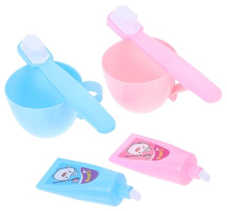 HEMOTON Zahnputzspielzeug Für Puppen 2er-Set Miniatur-badezimmerzubehör Mini-zahnbürste Und Zahnpasta Für 18-Zoll-Puppen