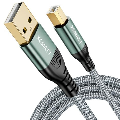 USB Druckerkabel 6M,USB B Drucker Kabel,USB 2.0 Typ B Kabel Hochgeschwindigkeits-Scanner kompatibel mit Lexmark, Dell, HP, Canon, Epson, Xerox, Brother, DAC und mehr, Grau