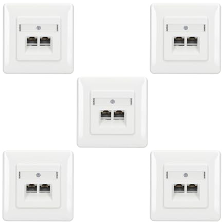 Rutenbeck 5x UAE - Cat.6A iso Netzwerkdose - 10 Gbit/s, 2-fach, Unterputz | Netzwerkdose mit Unterputz-Abdeckung, geschirmt, 136112070, Datendose LAN, für Cat.6 & Cat.7 Kabel