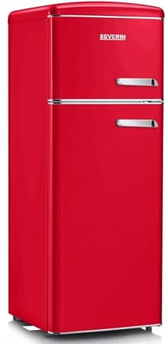 Severin RKG 8890 Retrò - Frigorifero Doppia Porta, 206 Litri, Statico, colore Rosso, Aperura Porta a Sinistra