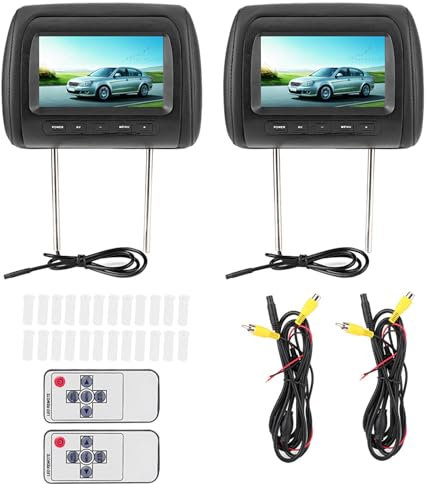 GYZOUKA 2pcs Headrest Display 7in Dual Screen Car Headrest Monitor with Wireless Remote Control Universal Video Player for Car