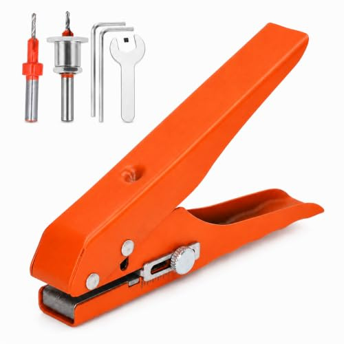 Alicate Perforador Papel 1 Agujero, 10 mm perforadora de Un Agujero, Alicates Punzonado para Bandas Borde, Sacabocados de Punzón, para Encolado Bordes, Tarjetas Crédito, PVC, Lámina Dura, Chapa Fina