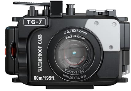 YaelHelens TG-7 Underwater Camera Housing Case, 60m/195ft Waterproof, PC Material with O-Ring Seal, Compatible with Olympus OM System Tough TG-7 (Black)
