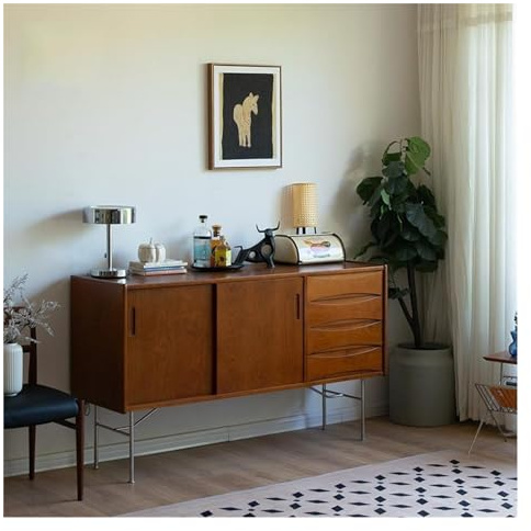 Huangj-0527 Geschirrschrank Vintage Massivholz Aufbewahrungsschrank Kleiner Haushaltsschrank an der Wand Antikes Sideboard Haushaltsmultifunktions-Vorratsschrank