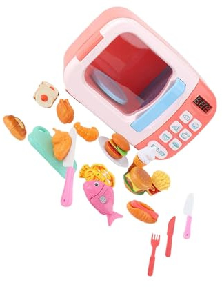 YIXANNX Kitchen Toys For Girls Engaging Pretend Play Kids Mini Kitchen Toy Microwave Accessories For Creative Fun Fake Baby Food Pretends Play Microwave For Kids , Pink , 31 pcs