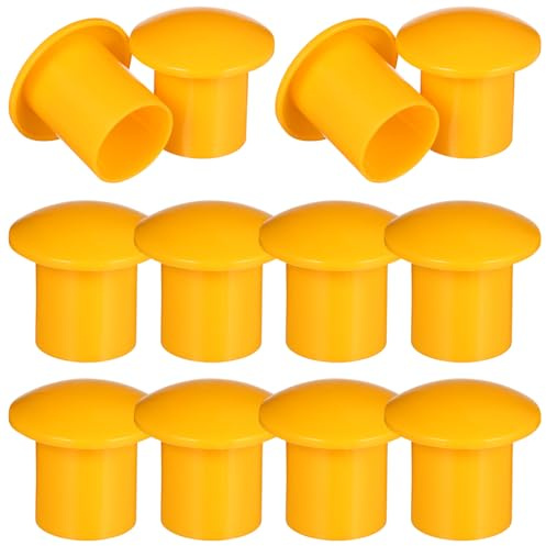 FENICAL 30pcs Yellow Plastic Rebar Caps 3.5cm Diameter for 16-25mm Reinforcement Bars Construction Safety End Protectors Scaffold Covers