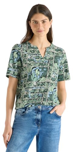 Kurzarm Shirt mit Split Neck und Print