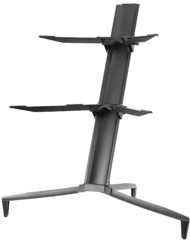 CDZHLTG 2 Tier Portable Keyboard Stand Black - Aluminium Column Keyboard Stand Electronic Keyboard Stand Adjustable with Curved Arm