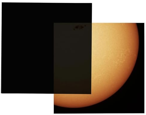 Absolute Eclipse Filtro Solare per Telescopio, Binocolo e Fotocamera | Pellicola Solare DIY da Ritagliare per Eclissi e Foto del Sole | OD 5.6 | Testato ISO 12312-2 | 210 x 210 mm